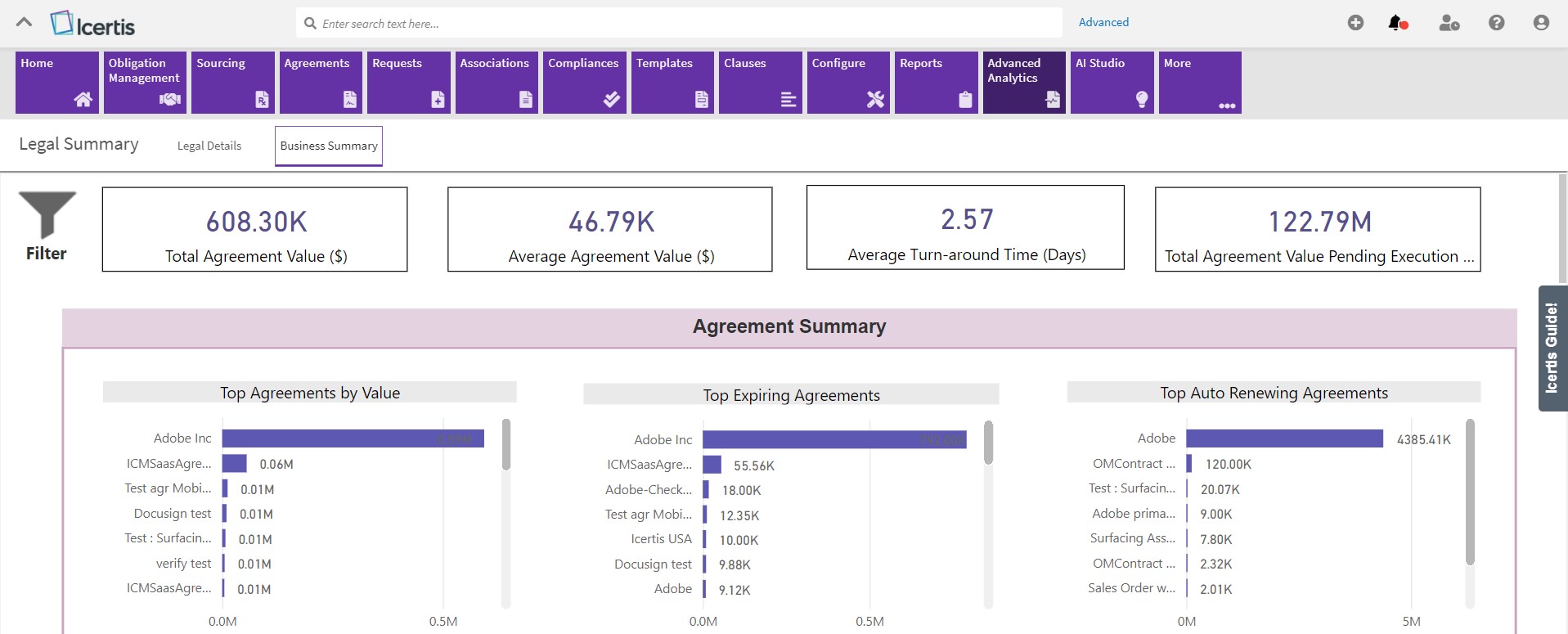 screenshot of Icertis Contract Intelligence